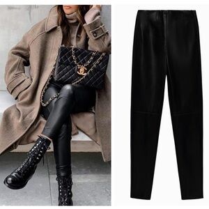 ZARA faux leather leggings high rise